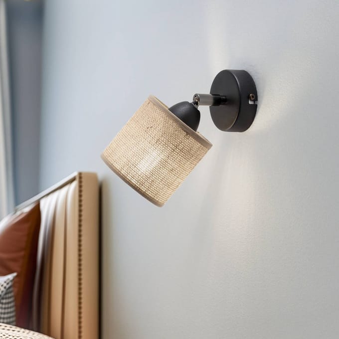 Luminex Wandlamp Adeline met jute kap, 1-lamp