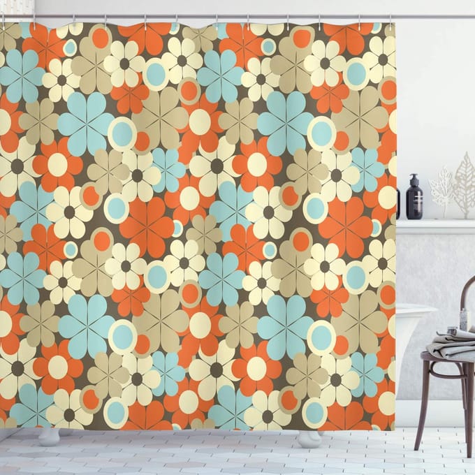 ABAKUHAUS Bloemen Douchegordijn – 175x240 cm – polyester – multicolor