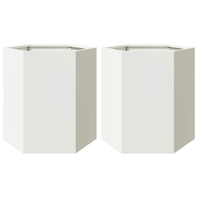 vidaXL - Plantenbakken - 2 - st - zeshoek - 46x40x45 - cm - staal - wit