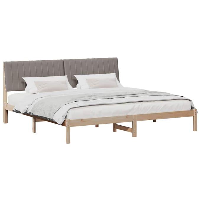 vidaXL - Bedframe - met - hoofdeinde - Bruin - 200 - x - 200 - cm - Massief - grenenhout