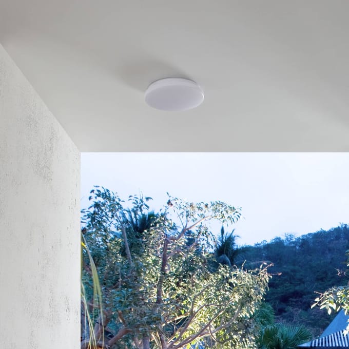 Lindby LED buiten plafondlamp Doki, 26 cm, wit, kunststof