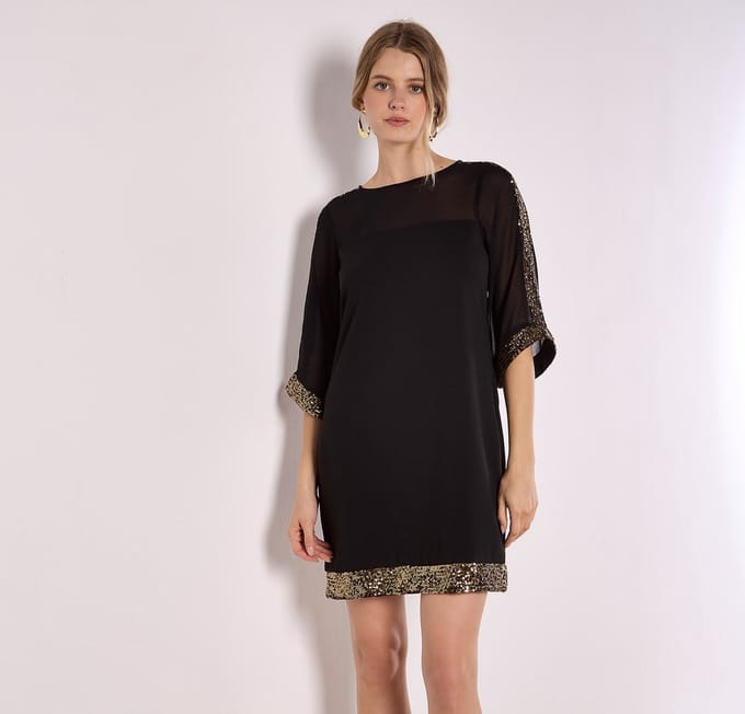 Crepe shiftjurk met pailletten