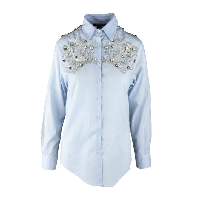 Roberto Cavalli overhemd met kristallen versiering - jaren 2000