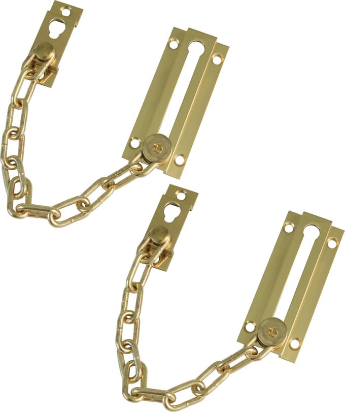 AMIG deurketting - 2x - messing - goud - 18 cm - incl schroeven - inbraakbeveiliging