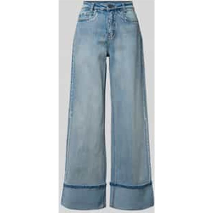 Wide leg jeans met gefixeerde omslag model 'Dikan'