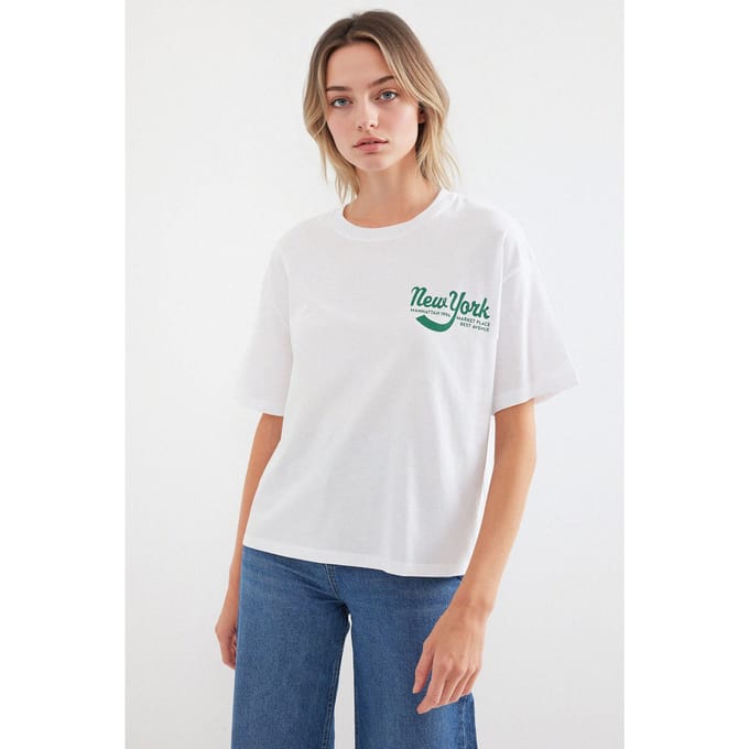 Gedrukt Crew Neck Loose Fit T-Shirt