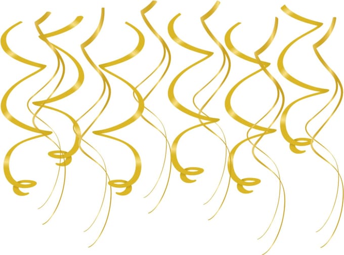 Swirl decorations | Slingers | Kleur: Goud | Lengte: 70cm | Inhoud: 12 stuks