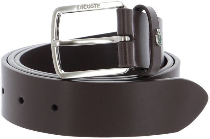 LACOSTE Leren Riem 35 Raw Edges Stitched Belt W110 Dark Brown Donkerbruin