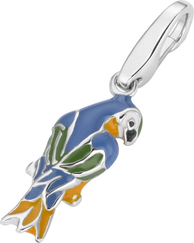 Charm | bedel | zilver | emaille | papagaai | hanger
