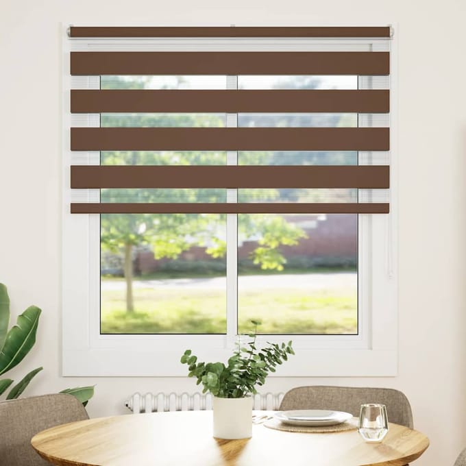 vidaXL - Zebra - rolgordijn - 135x150 - cm - stofbreedte - 130,9cm - polyester - bruin