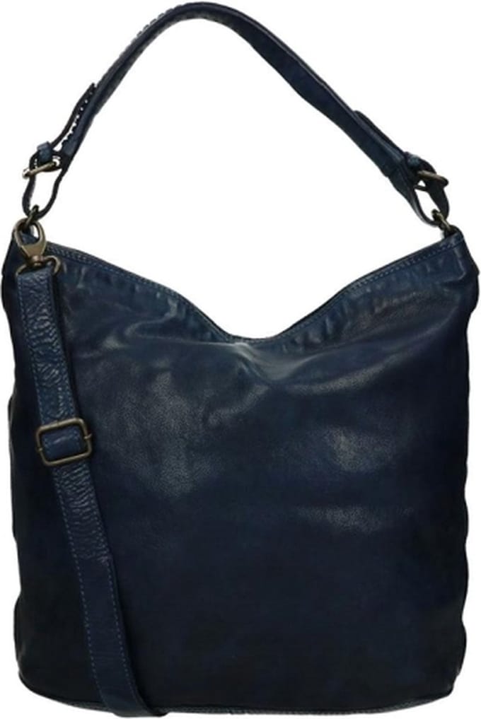 Bear Design Medium Crossbodytas / Schoudertas Dames - Leer - Cow Lavato - Blauw