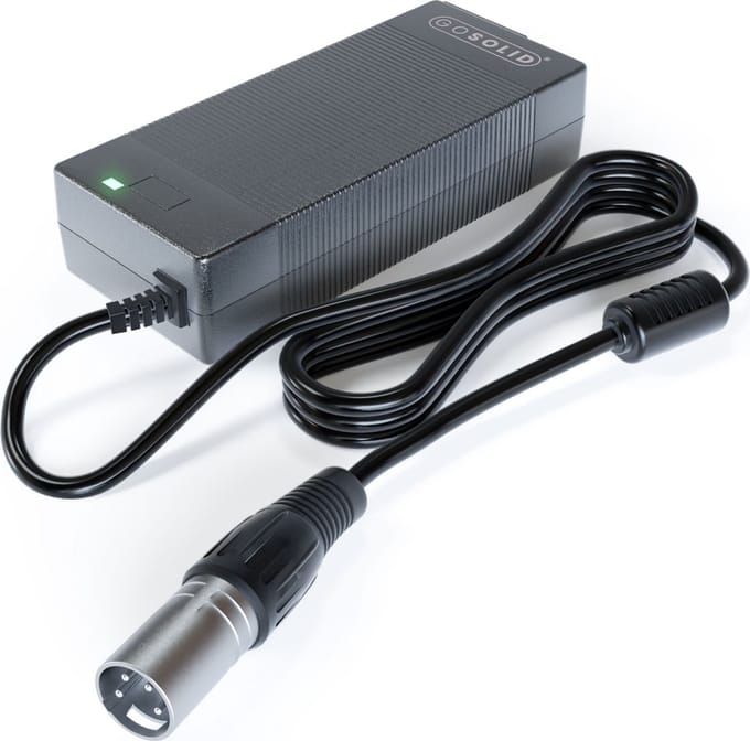 GO SOLID! ® Oplader geschikt voor B'twin Rockrider ST100 elektrische fiets XRL4 plug