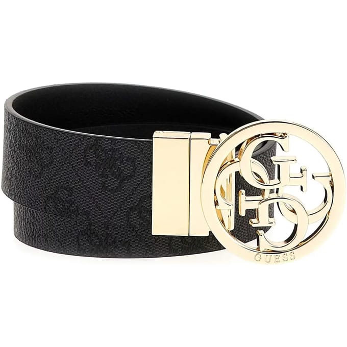 Guess Noelle Verstelbare en Omkeerbare Dames Broekriem - Coal Logo - Maat S