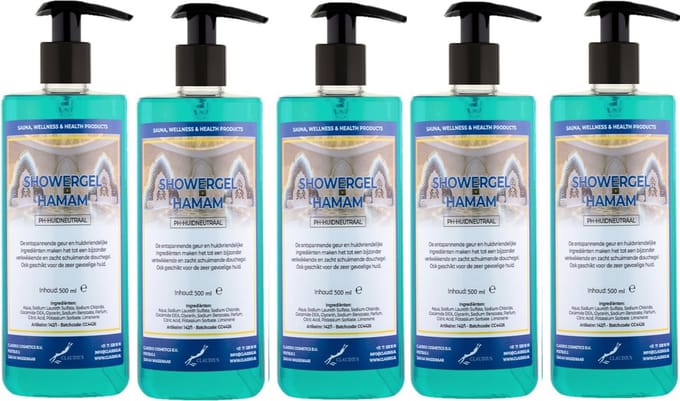 Douchegel Hamam 500 ml - set van 5 stuks - met gratis pomp - Showergel