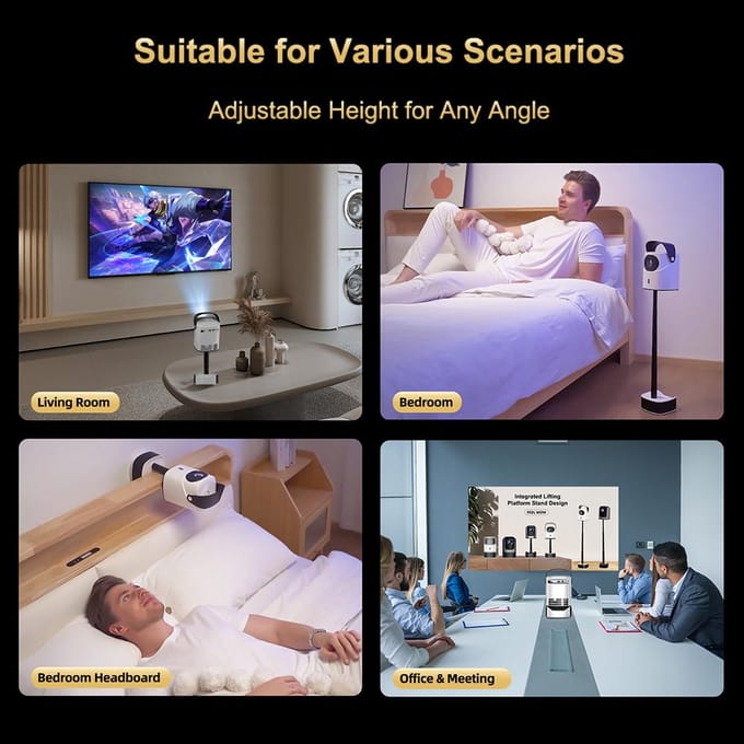 Projecteur TS-2 1080P Home Cinéma Android 9.0 Vidéoprojecteur Prise en charge du décodage 4K Écran 100 pouces EU Plug blanc