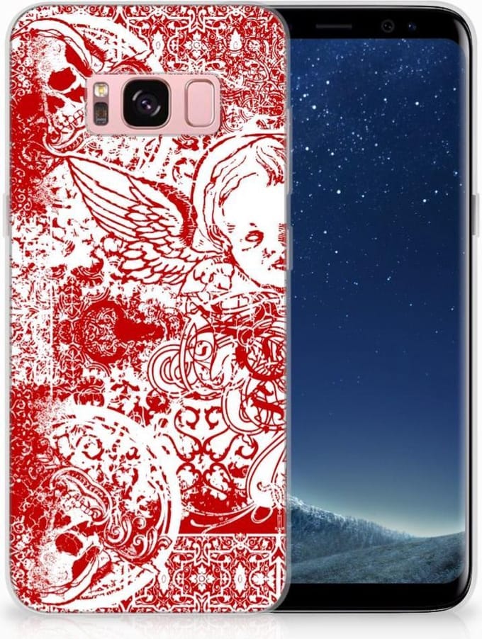 Silicone Back Case Samsung Galaxy S8 Angel Skull Rood