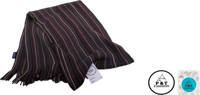 P&T Mannen Sjaal Gestreept - Bruin-Grijs-Bordeaux - 180 x 25 cm
