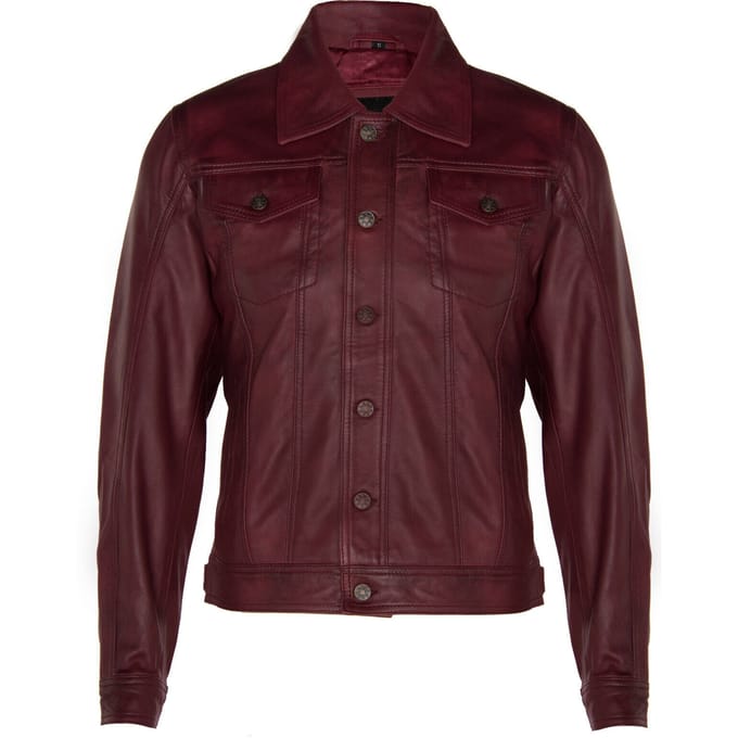 Trucker slim-fit leren overhemd-jeansjack