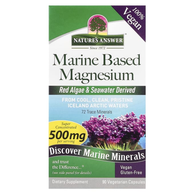 Nature'S Answer, Marine Magnesium, 500Mg, 90 Plantaardige Capsules (250 mg per capsule)