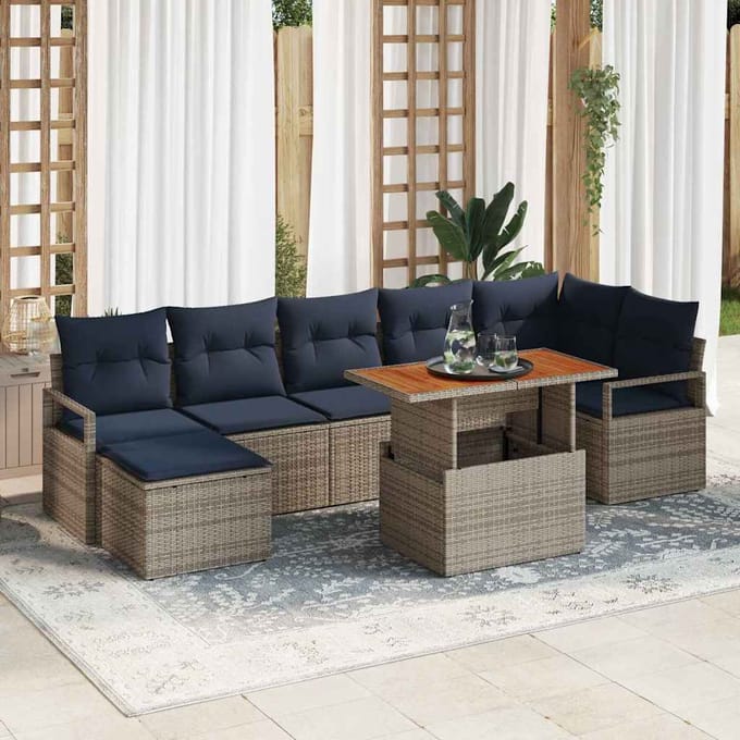 vidaXL - Tuinbank - Set - 8 - st - Grijs - poly - rattan