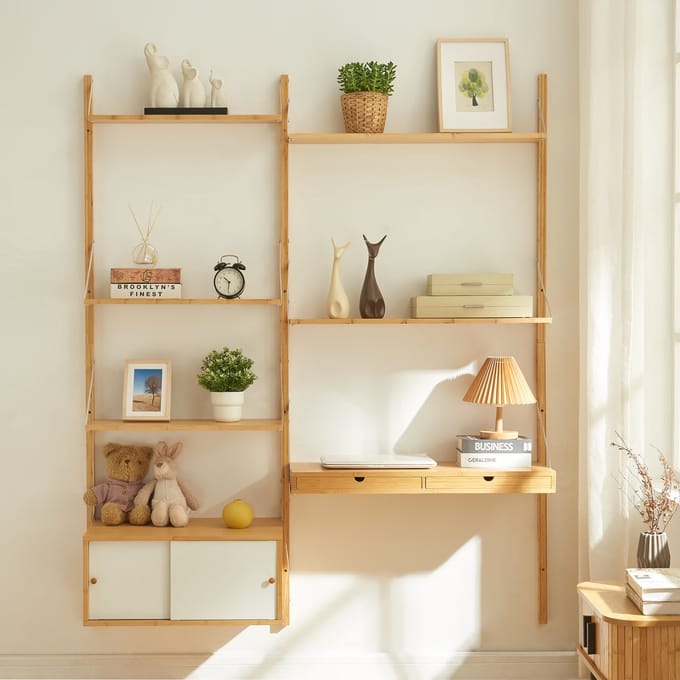 Wandrek Tingvoll 176x147x34 cm bamboe naturel [en.casa]
