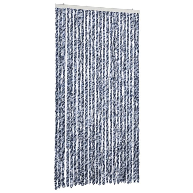 vidaXL - Vliegengordijn - 100x230 - cm - chenille - blauw - en - wit