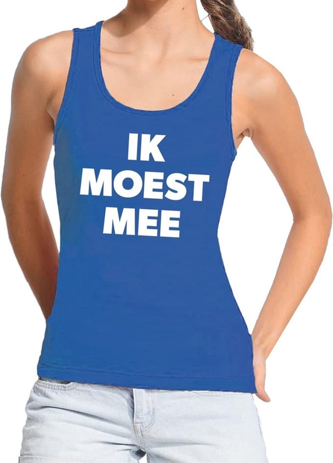 Ik moest mee tanktop / mouwloos shirt blauw dames L