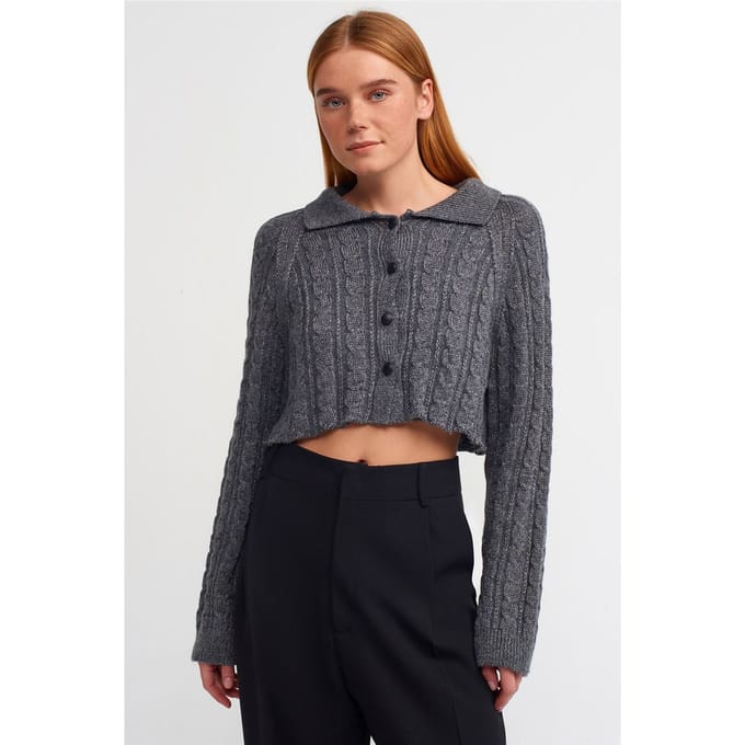 Korte Kabelgebreide Knopcardigan