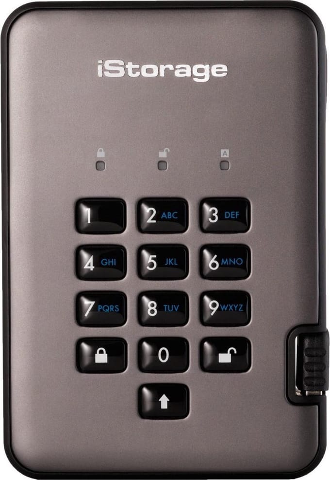 iStorage diskAshur Pro2 SSD - externe harde schijf - 2 TB - SSD - Cijfercode - Zwart - Grafiet