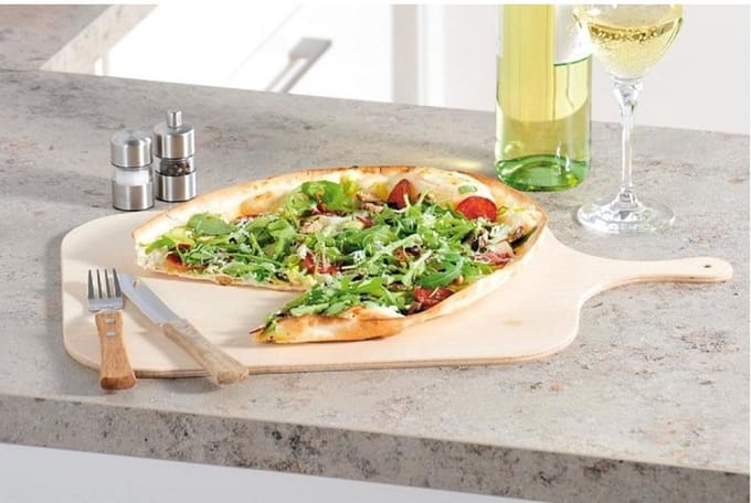 FSC®  Houten Pizzaschep met Handgreep | Pizzaspatel | Broodschep | Pizza schep vierkant | Afm. 38 x 32 x 0,8 Cm.