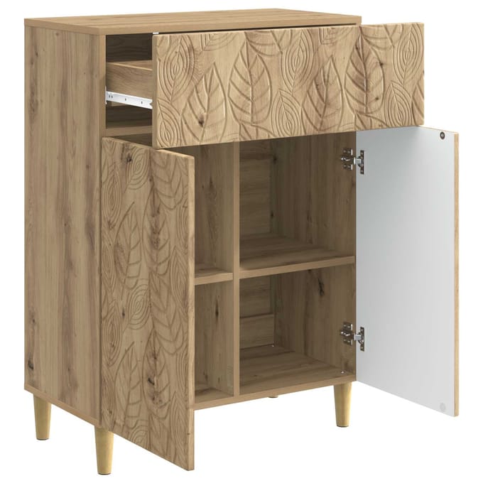 vidaXL - Dressoir - Artisanaal - eiken - 66 - x - 34,5 - x - 90 - cm - Bewerkt - hout
