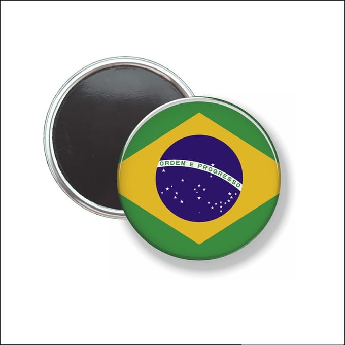 Button Met Magneet 58 MM - Vlag BraziliÃ« - NIET VOOR KLEDING