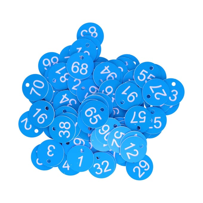 100 stuks Ronde Nummer Tag Bijenkorf Bord Marker Labels met Gat Boerderij Bijenteelt Accessoire(Blauw Wit ) blue
