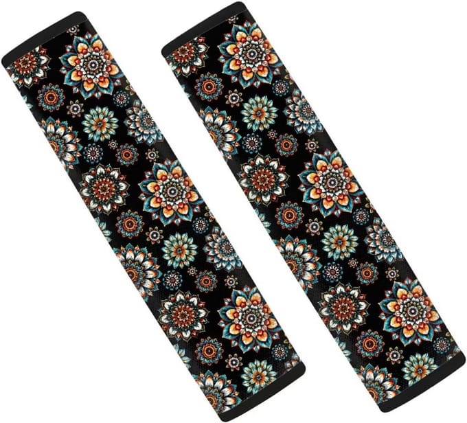 Set van 2 Universele Autogordelpads met Boho Mandala Bloemenprint voor Auto en Vrachtwagen