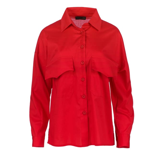 Rood Popeline Overhemd