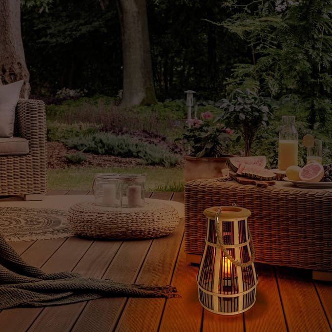 Näve LED solar-sfeerlamp korf, 34 cm, zwart/natuur