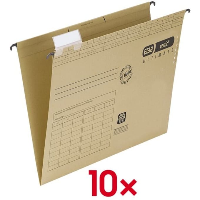 ELBA hangmappen verticaal ULTIMATE, A4, open vanaf de zijkant, pak van 10 stuks.