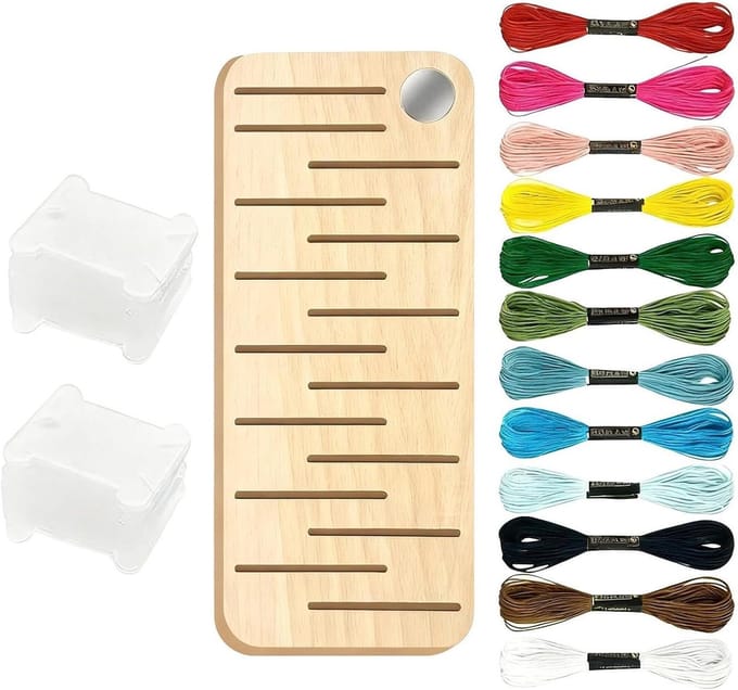 Garen Organizer - Spoel Opslag - Hobby Projecten - Magnetische Houder - 15 Sleuven - Houtkleur