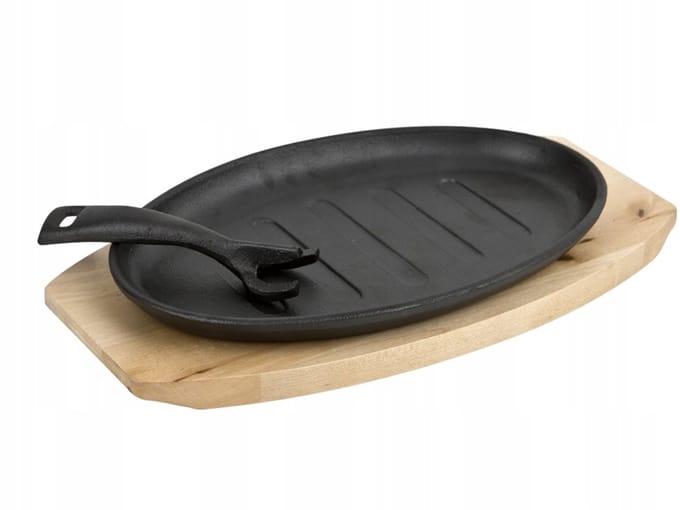 Gietijzeren Grillpan met Houten Plank - 27cm