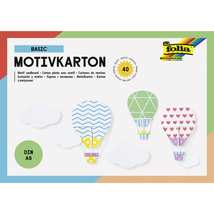 Fotokarton Folia A6 40vel met basisdesigns assorti