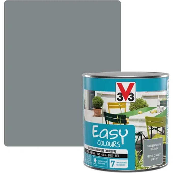V33 Multi-oppervlakkenlak Easy Colours - Steengrijs - Zijdeglans 0.5l