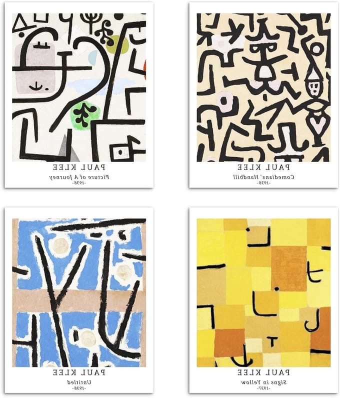 Abstracte Muurkunst - Geometrische Prints - Woonkamer Decoratie - Set van 4 - 8x10 Inch - Multicolor