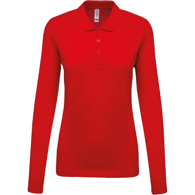 Kariban Piqué-damespolo lange mouwen K257 - Red - M