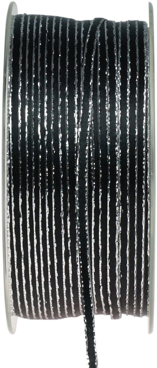 Lint cadeaulint streng zwart zilver 3mm 100m