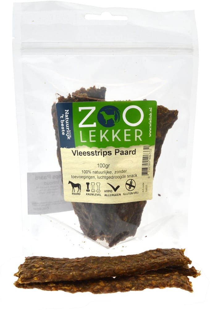 Zoolekker Vleesstrips Paard - hondensnacks - 100 gram