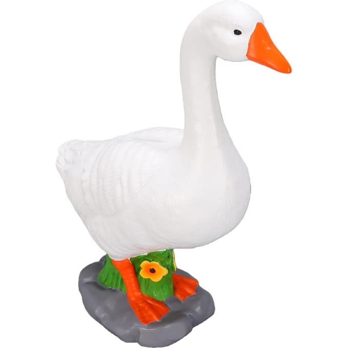 Portiek Gans Tuinbeeld Hars Gazon Gans Beeldje voor Gazon Terras Entree Binnen Buiten Decor white