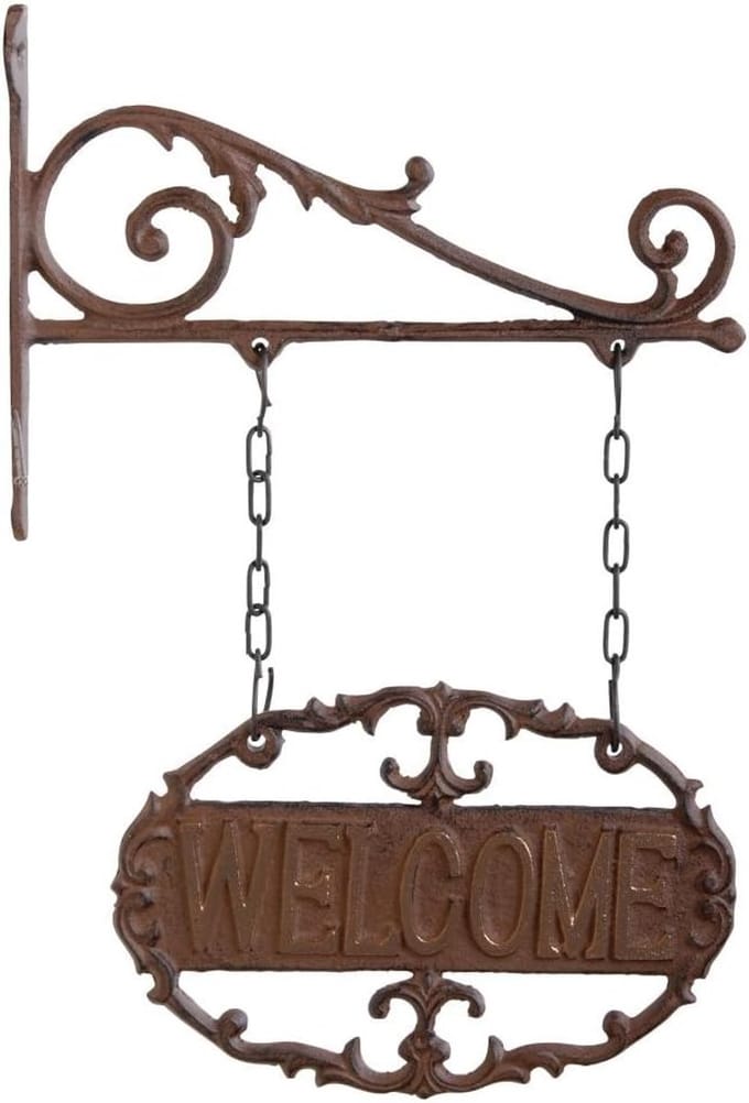 Gietijzeren Huisnummerbord 'Welcome' voor Buitenmuur