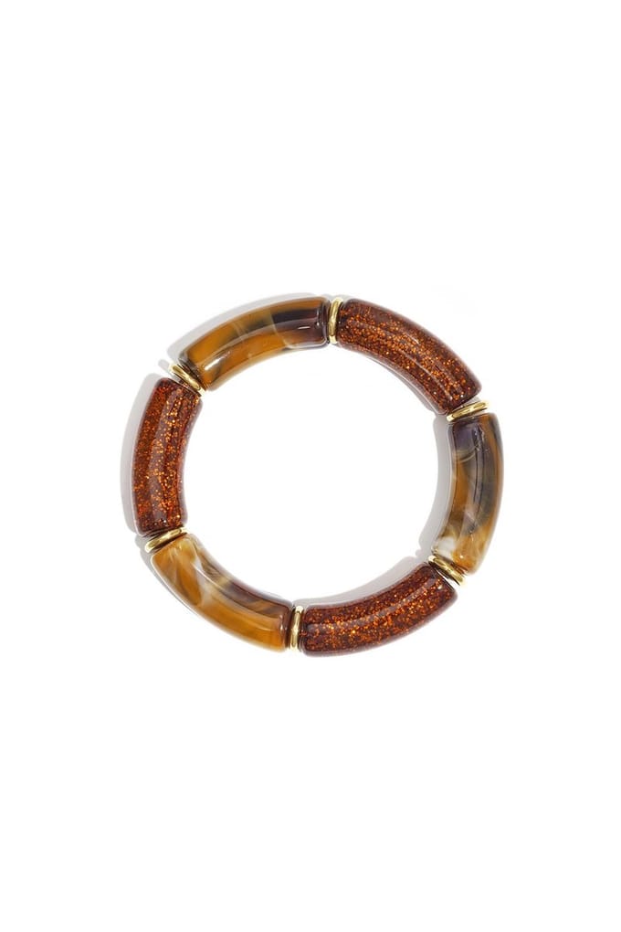 Bijoutheek Armband (Sieraad) Retro Statement Grote Kralen Dark Brown
