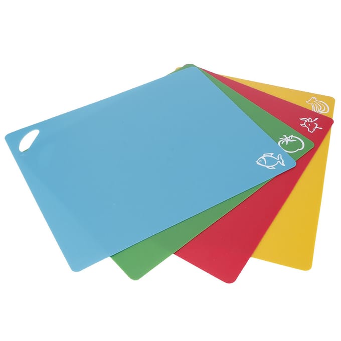 4 stuks PP Flexibele Keuken Snijplank Antislip Snijplank voor Groente Vlees 1.2mm blue