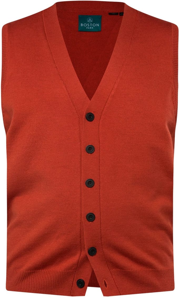 Boston Park - Heren - Gebreid vest V-hals - Terracotta - Maat 64+